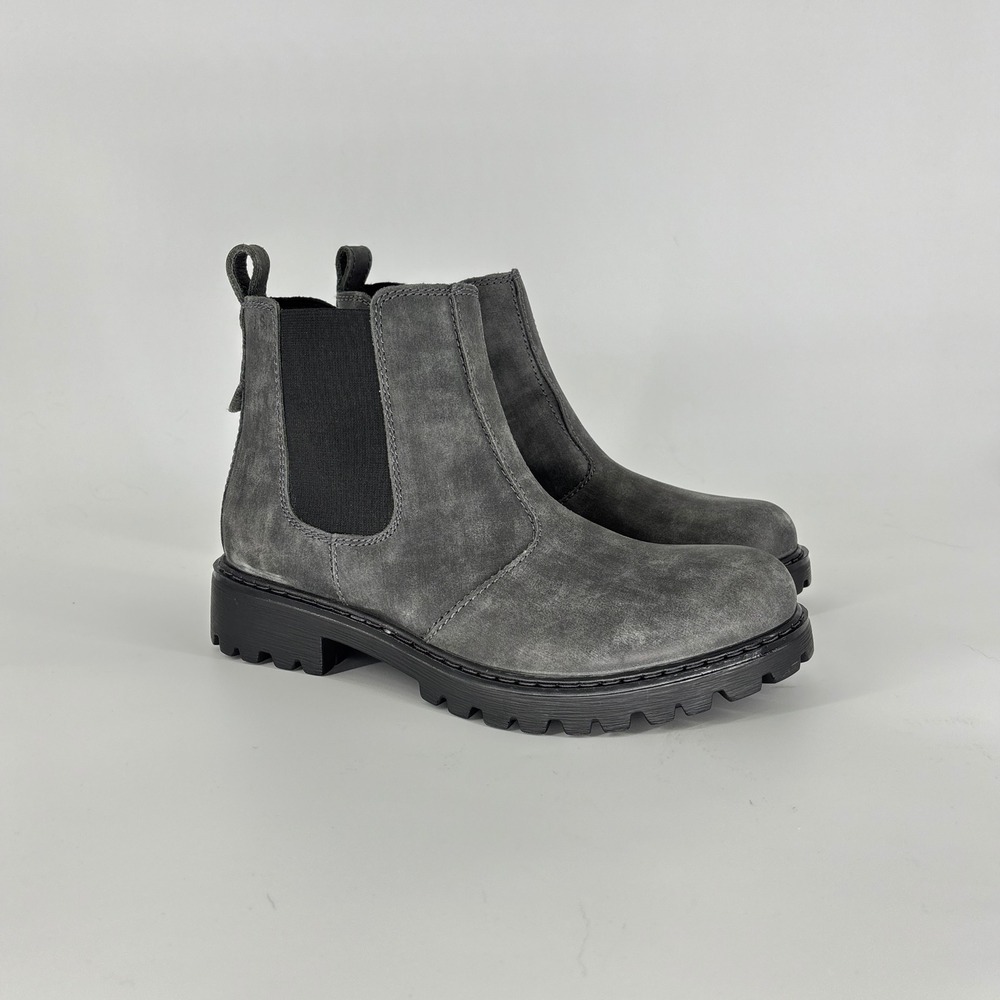 Josef Seibel Marta 06 Chelsea Boots Asphalt Gray Women Size 39 Lug Sole Side Zip